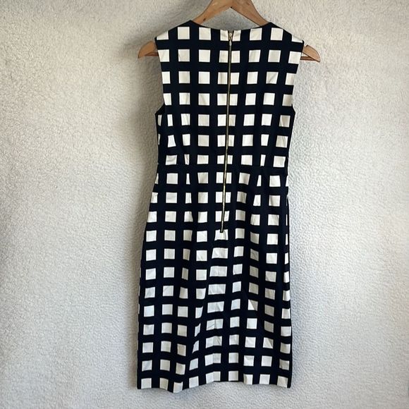Kate Spade Dress Womens Size 6 Navy Blue and Ivory Windowpane Shift - Picture 5 of 7